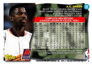 1995-96 Topps #195 A.C. Green Back