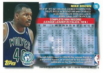 1995-96 Topps #196 Mike Brown Back