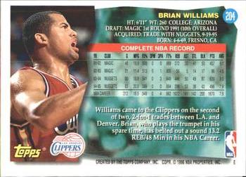 1995-96 Topps #204 Brian Williams Back