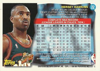 1995-96 TOPPS HERSEY HAWKINS SEATTLE SUPERSONICS #212