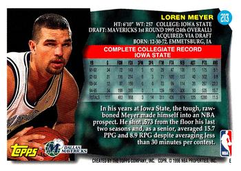 1995-96 Topps #213 Loren Meyer Back