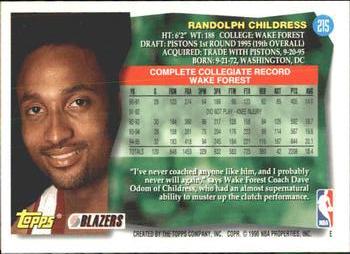 1995-96 Topps #215 Randolph Childress Back