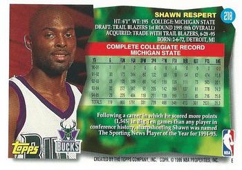 1995-96 Topps #218 Shawn Respert Back