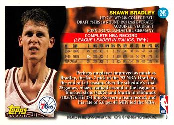 1995-96 Topps #245 Shawn Bradley Back