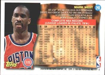 1995-96 Topps #248 Mark West Back