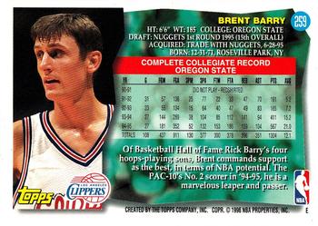 1995-96 Topps #259 Brent Barry Back