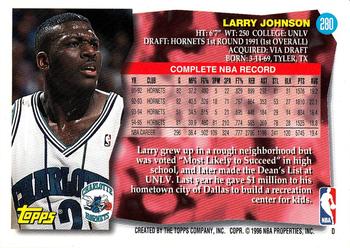 1995-96 Topps #280 Larry Johnson Back