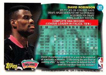 1995-96 Topps #283 David Robinson Back