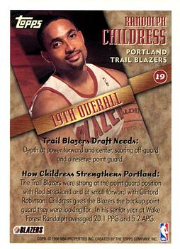 1995-96 Topps - NBA Draft Exchange #19 Randolph Childress Back