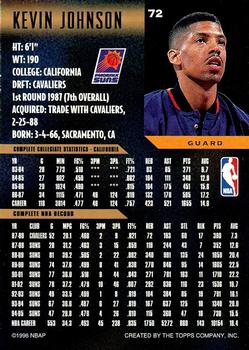 1995-96 Topps Gallery #72 Kevin Johnson Back