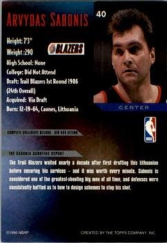 1995-96 Topps Gallery - Player's Private Issue #40 Arvydas Sabonis Back