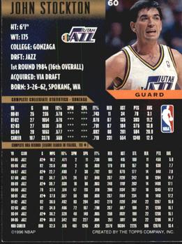 1995-96 Topps Gallery - Player's Private Issue #60 John Stockton Back