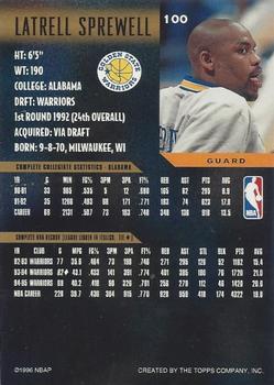 1995-96 Topps Gallery - Player's Private Issue #100 Latrell Sprewell Back