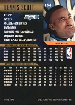 1995-96 Topps Gallery - Player's Private Issue #104 Dennis Scott Back