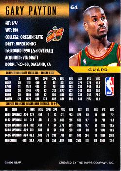 1995-96 Topps Gallery - Player's Private Issue #64 Gary Payton Back