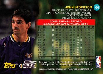 1995-96 Topps - Power Boosters #284 John Stockton Back