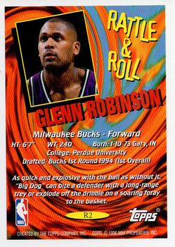 1995-96 Topps - Rattle and Roll #R2 Glenn Robinson Back
