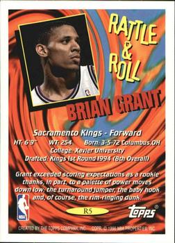 1995-96 Topps - Rattle and Roll #R5 Brian Grant Back
