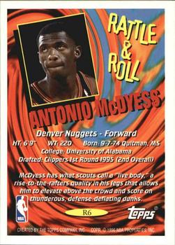 1995-96 Topps - Rattle and Roll #R6 Antonio McDyess Back