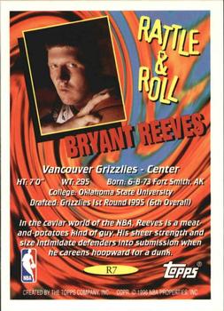 1995-96 Topps - Rattle and Roll #R7 Bryant Reeves Back