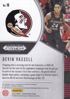 2020 Panini Prizm Draft Picks Collegiate #16 Devin Vassell Back
