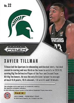 2020 Panini Prizm Draft Picks Collegiate #22 Xavier Tillman Back
