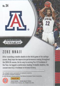 2020 Panini Prizm Draft Picks Collegiate #34 Zeke Nnaji Back