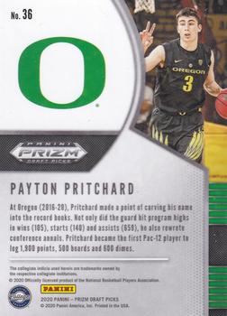 2020 Panini Prizm Draft Picks Collegiate #36 Payton Pritchard Back