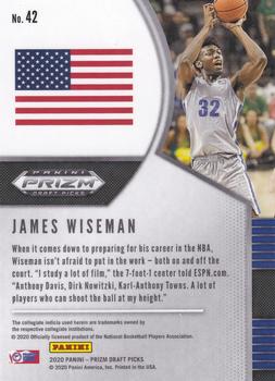 2020 Panini Prizm Draft Picks Collegiate #42 James Wiseman Back
