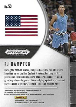 2020 Panini Prizm Draft Picks Collegiate #53 RJ Hampton Back