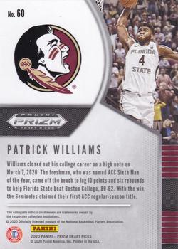2020 Panini Prizm Draft Picks Collegiate #60 Patrick Williams Back