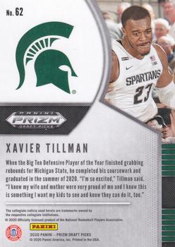 2020 Panini Prizm Draft Picks Collegiate #62 Xavier Tillman Back