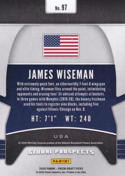 2020 Panini Prizm Draft Picks Collegiate #97 James Wiseman Back