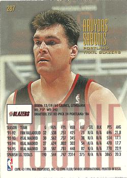 1995-96 Ultra #287 Arvydas Sabonis Back