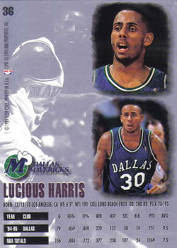 1995-96 Ultra #36 Lucious Harris Back