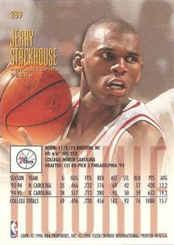 1995-96 Ultra #289 Jerry Stackhouse Back
