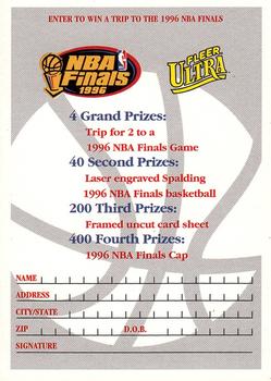 1995-96 Ultra #NNO NBA Finals 1996 Contest Card Front
