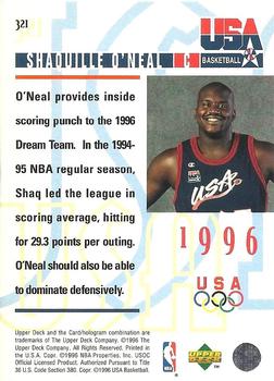 1995-96 Upper Deck #321 Shaquille O'Neal Back
