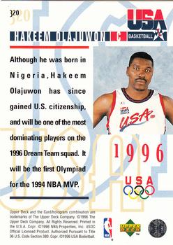 1995-96 Upper Deck #320 Hakeem Olajuwon Back