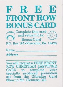 1992 Front Row Draft Picks - Event Promos #NNO Front Row Bonus Card Front