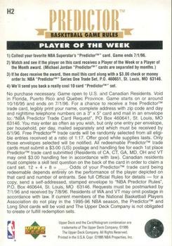1995-96 Upper Deck - Predictors: Player of the Week #H2 Michael Jordan Back