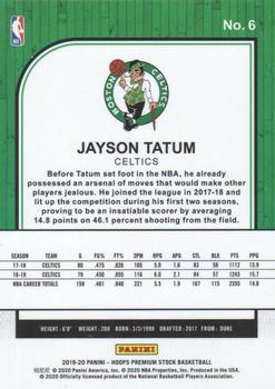 2019-20 Hoops Premium Stock #6 Jayson Tatum Back