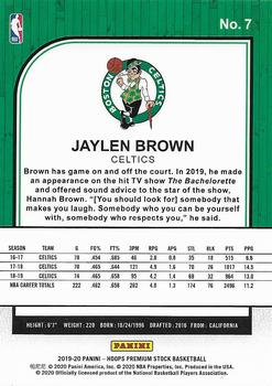 2019-20 Hoops Premium Stock #7 Jaylen Brown Back