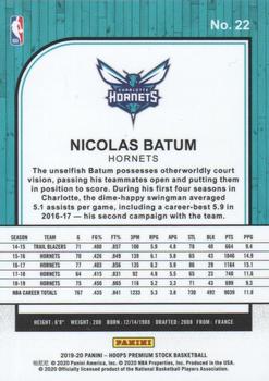 2019-20 Hoops Premium Stock #22 Nicolas Batum Back