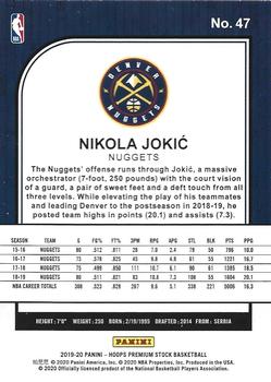 2019-20 Hoops Premium Stock #47 Nikola Jokic Back