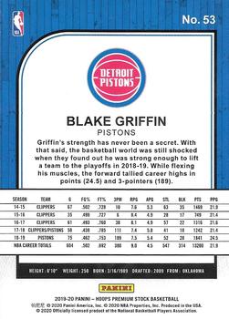 2019-20 Hoops Premium Stock #53 Blake Griffin Back