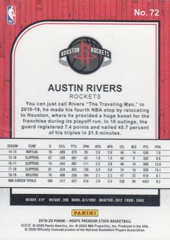 2019-20 Hoops Premium Stock #72 Austin Rivers Back