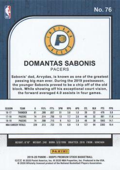 2019-20 Hoops Premium Stock #76 Domantas Sabonis Back