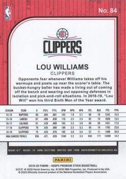2019-20 Hoops Premium Stock #84 Lou Williams Back