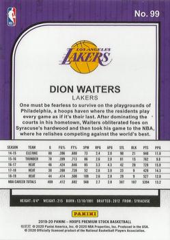 2019-20 Hoops Premium Stock #99 Dion Waiters Back